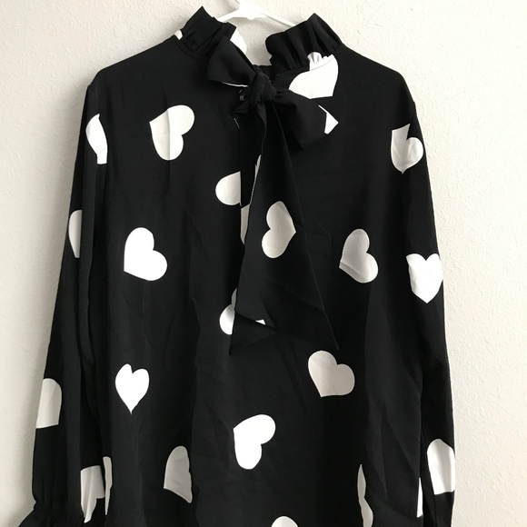 Studio Park x Shawn Killinger Woven Long Sleeve Bow Blouse -Heart (sz L) a520768 - Picture 5 of 6